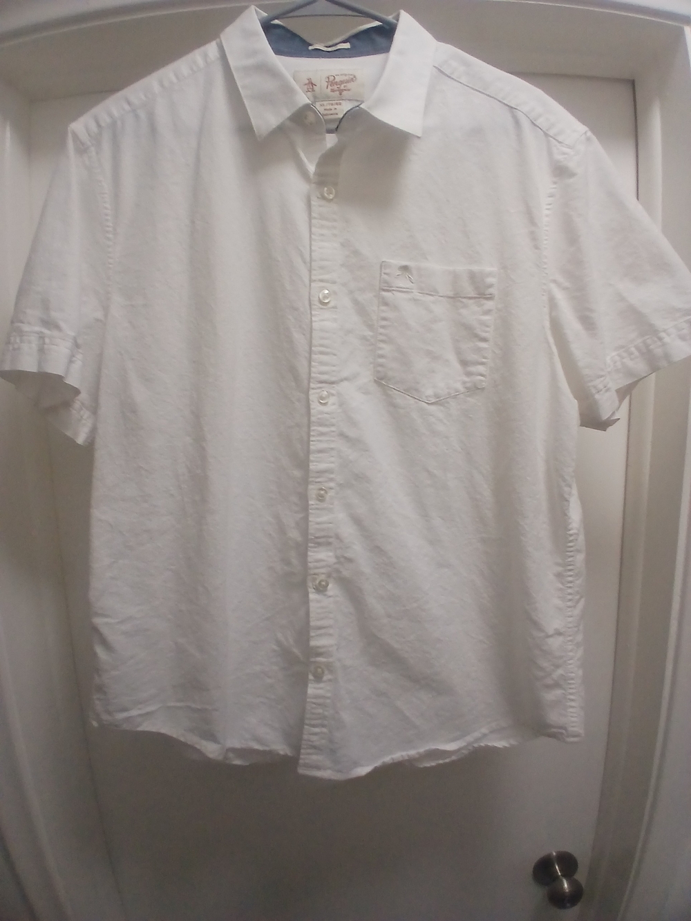 Original Penguins Men's Short-Sleeve Casual Button-Down Shirt — White